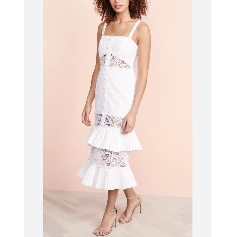 ALEXIS Lyssa Tiered Skirt Dress White Lace Bridal Size Small Wedding Coquette - Picture 15 of 16